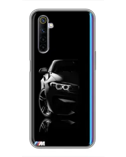 Чехол для Realme 6 с картинкой «Силуэт BMW в темноте»