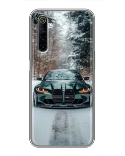 Чехол для Realme 6 с картинкой «BMW в зимнем лесу»