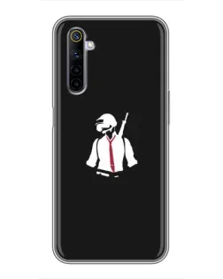 Чехол для Realme 6 с картинкой «PUBG — силуэт воина»