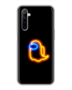 Чехол для Realme 6 с картинкой «Among Us неоновое сияние»