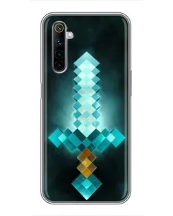 Чехол для Realme 6 с картинкой «Алмазный меч неон»