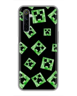 Чехол для Realme 6 с картинкой «Паттерн с криперами»