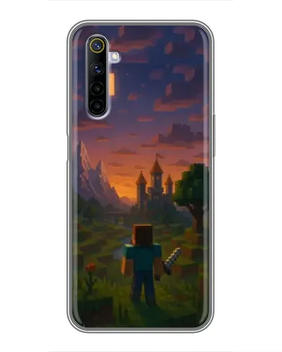 Чехол для Realme 6 с картинкой «Стив у башни» Чехол для Realme 6 с картинкой «Стив у башни»