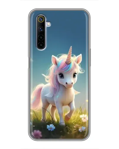 Чехол для Realme 6 с картинкой «Единорог на поляне»