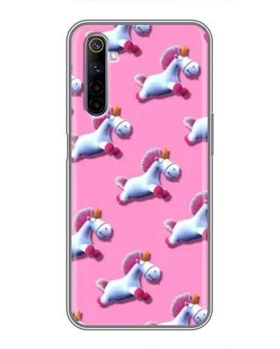 Чехол для Realme 6 с картинкой «Единороги на розовом»