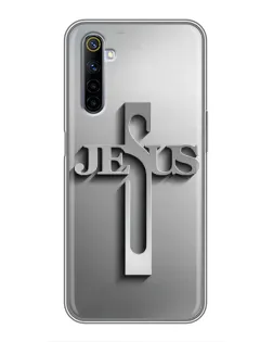 Чехол для Realme 6 с картинкой «Металлический крест Jesus»