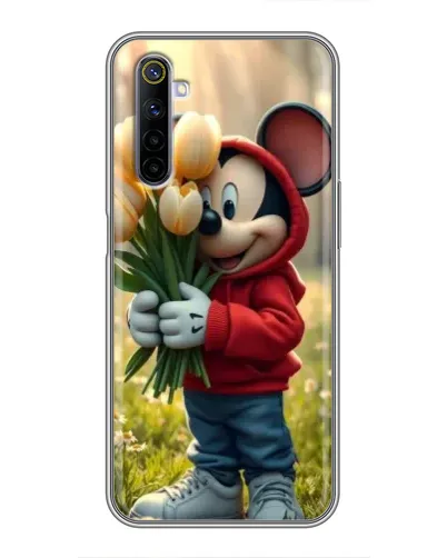 Чехол для Realme 6 с картинкой «Микки с тюльпанами»