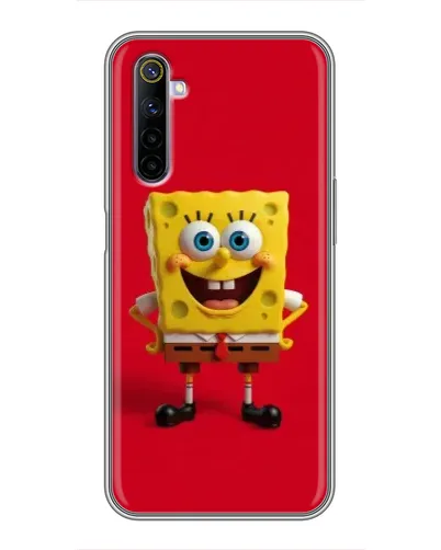 Чехол для Realme 6 с картинкой «Спанч Боб на красном»