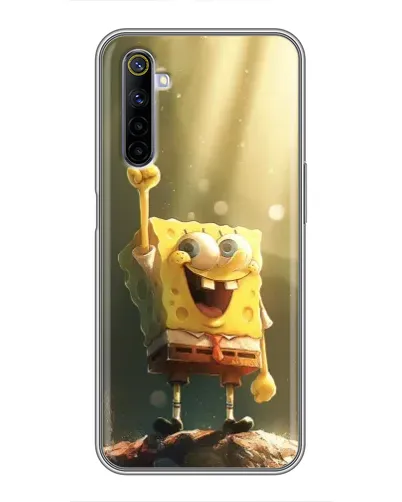 Чехол для Realme 6 с картинкой «Сияющий Спанч Боб»