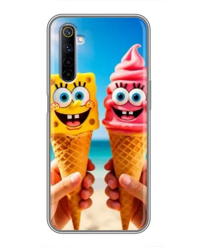Чехол для Realme 6 с картинкой «Спанч Боб мороженое»