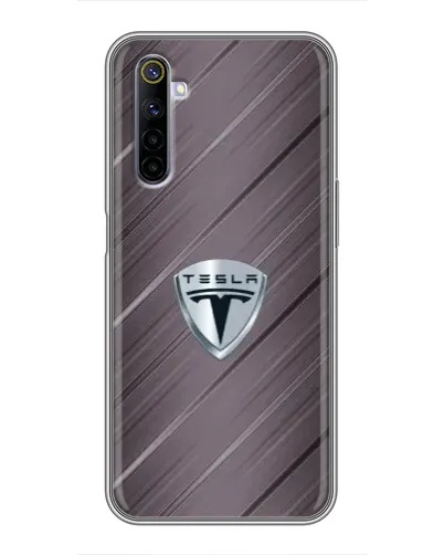 Чехол для Realme 6 с картинкой «Металлическая текстура Tesla» Чехол для Realme 6 с картинкой «Металлическая текстура Tesla»