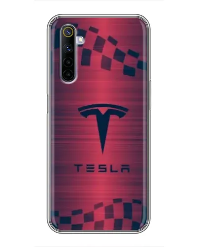 Чехол для Realme 6 с картинкой «Тесла красный карбон» Чехол для Realme 6 с картинкой «Тесла красный карбон»