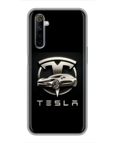Чехол для Realme 6 с картинкой «Tesla — серебристое авто» Чехол для Realme 6 с картинкой «Tesla — серебристое авто»