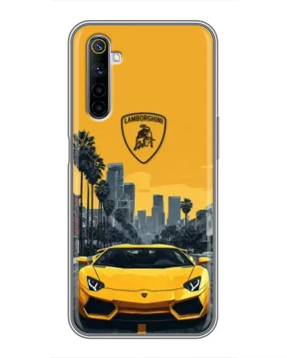 Чехол для Realme 6 с картинкой «Желтый Lamborghini город» Чехол для Realme 6 с картинкой «Желтый Lamborghini город»