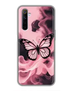 Чехол для Realme 6 с картинкой «Бабочка в дыму»