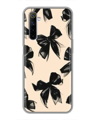 Чехол для Realme 6 с картинкой «Паттерн черные банты» Чехол для Realme 6 с картинкой «Паттерн черные банты»