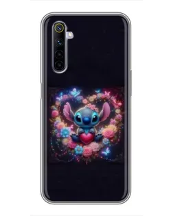 Чохол для Realme 6 з картинкою «Stitch у квітах»