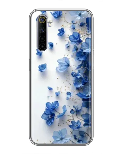Чехол для Realme 6 с картинкой «Голубой цветочный каскад»