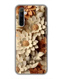 Чохол для Realme 6 з картинкою «Бежевий флористичний декор»