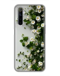 Чохол для Realme 6 з картинкою «Гілка дрібних білих квітів»
