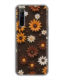 Чохол для Realme 6 з картинкою «Візерунок з маленьких соняшників»
