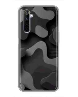 Чехол для Realme 6 с картинкой «Темный абстрактный камуфляж»