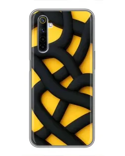 Чехол для Realme 6 с картинкой «Черное желтое переплетение» Чехол для Realme 6 с картинкой «Черное желтое переплетение»