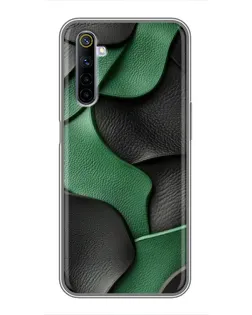 Чехол для Realme 6 с картинкой «Зеленые кожаные волны» Чехол для Realme 6 с картинкой «Зеленые кожаные волны»