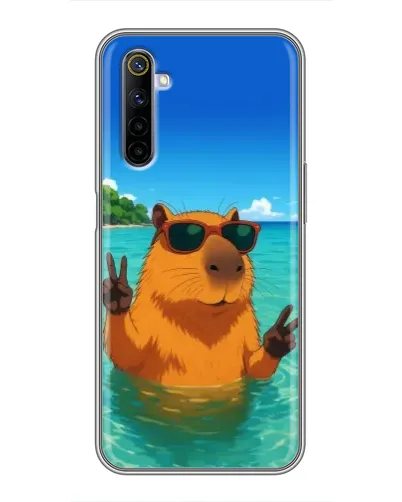Чехол для Realme 6 с картинкой «Морская капибара»