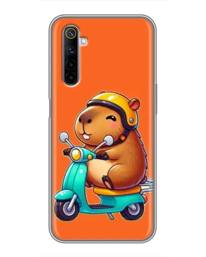 Чехол для Realme 6 с картинкой «Капибара на скутере»