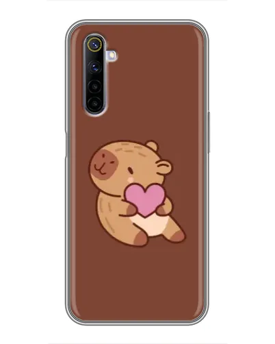 Чехол для Realme 6 с картинкой «Капибара с сердцем»