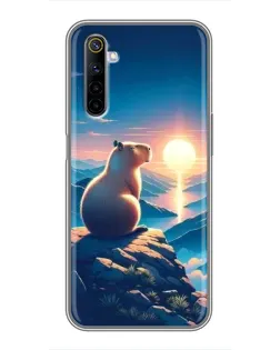 Чехол для Realme 6 с картинкой «Закат солнца с капибарой» Чехол для Realme 6 с картинкой «Закат солнца с капибарой»