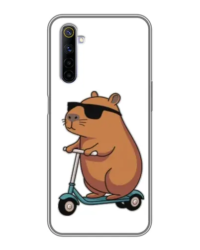 Чехол для Realme 6 с картинкой «Капибара на самокате»