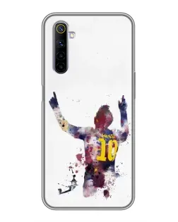 Чехол для Realme 6 с картинкой «Акварельный Месси Барселона»