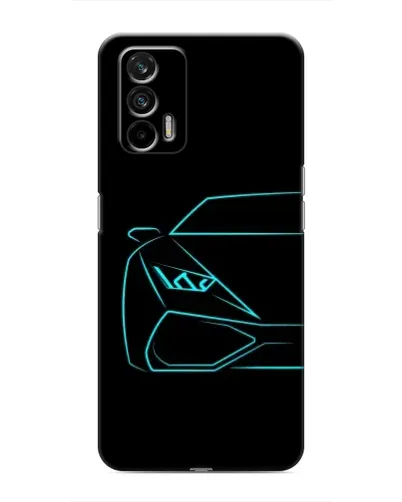 Чехол для Realme 7 Pro с картинкой «Голубой силуэт Lamborghini»
