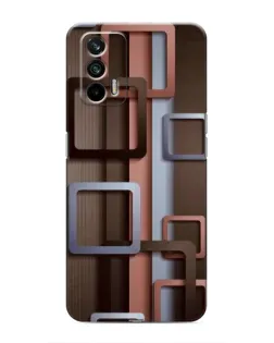 Чехол для Realme 7 Pro с картинкой «Коричневые объемные квадраты»