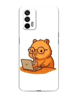 Чехол для Realme 7 Pro с картинкой «Капибара с ноутбуком»