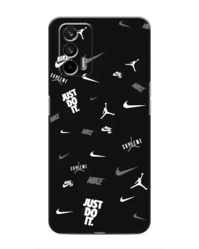 Чохол для Realme 7 з картинкою «Nike Black Pattern»