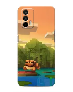 Чохол для Realme 7 з картинкою «Майнкрафт захід сонця»
