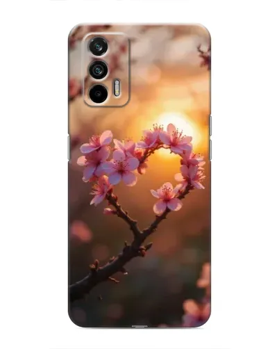 Чохол для Realme 7 з картинкою «Рожевий цвіт сердечко на тлі заходу» Чохол для Realme 7 з картинкою «Рожевий цвіт сердечко на тлі заходу»