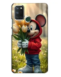 Чехол для Realme 7i с картинкой «Микки с тюльпанами»