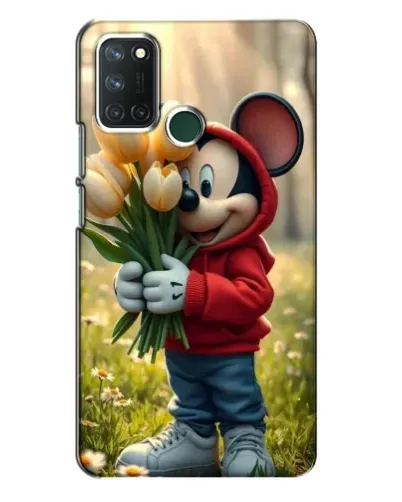 Чехол для Realme 7i с картинкой «Микки с тюльпанами»