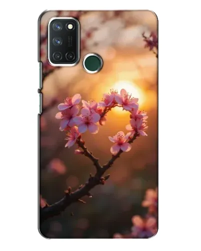 Чехол для Realme 7i с картинкой «Розовый цвет сердце на фоне заката» Чехол для Realme 7i с картинкой «Розовый цвет сердце на фоне заката»
