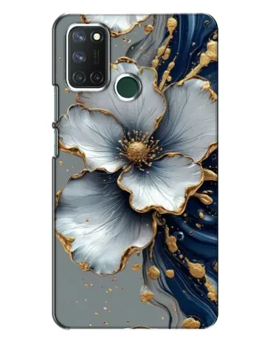 Чехол для Realme 7i с картинкой «Белый цветок и золотой флюид» Чехол для Realme 7i с картинкой «Белый цветок и золотой флюид»