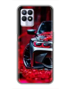 Чехол для Realme 8 Pro с картинкой «Спортивная BMW и цветы»