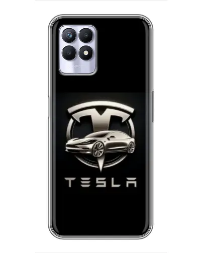Чехол для Realme 8 Pro с картинкой «Tesla — серебристое авто» Чехол для Realme 8 Pro с картинкой «Tesla — серебристое авто»