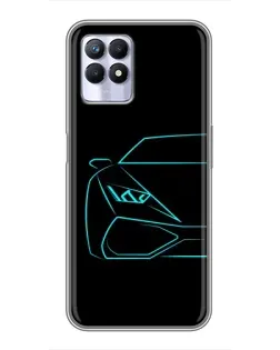 Чехол для Realme 8 Pro с картинкой «Голубой силуэт Lamborghini» Чехол для Realme 8 Pro с картинкой «Голубой силуэт Lamborghini»