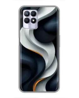 Чехол для Realme 8 Pro с картинкой «Объемные черно-белые ленты»