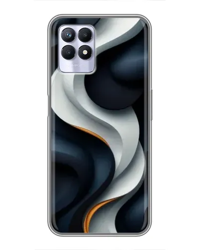 Чехол для Realme 8 Pro с картинкой «Объемные черно-белые ленты»