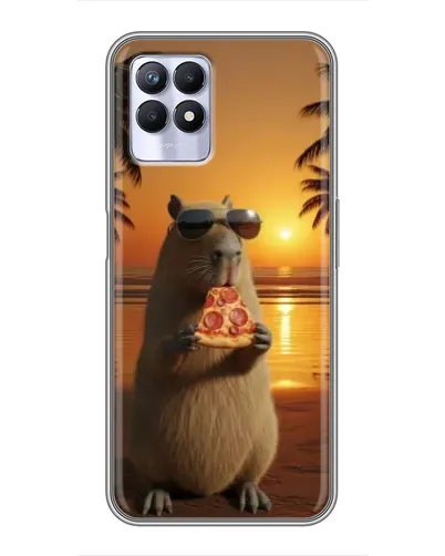 Чехол для Realme 8 Pro с картинкой «Капибара с пиццей»